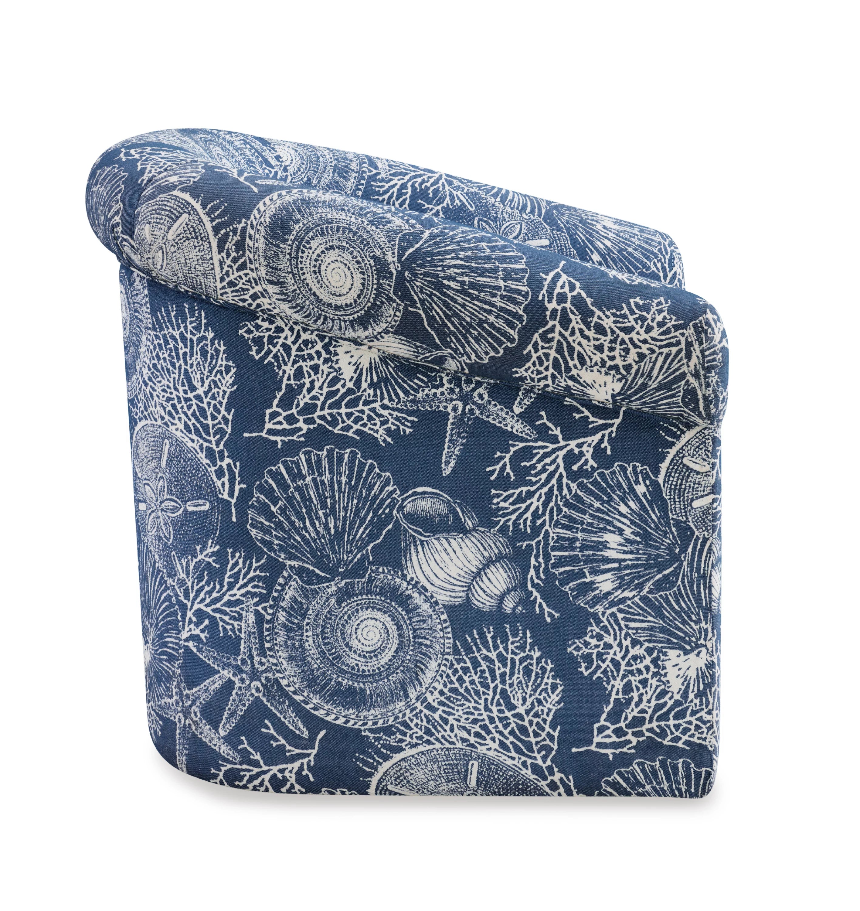 Ocean Blue and White Coastal Pattern Swivel Club Chair N11064