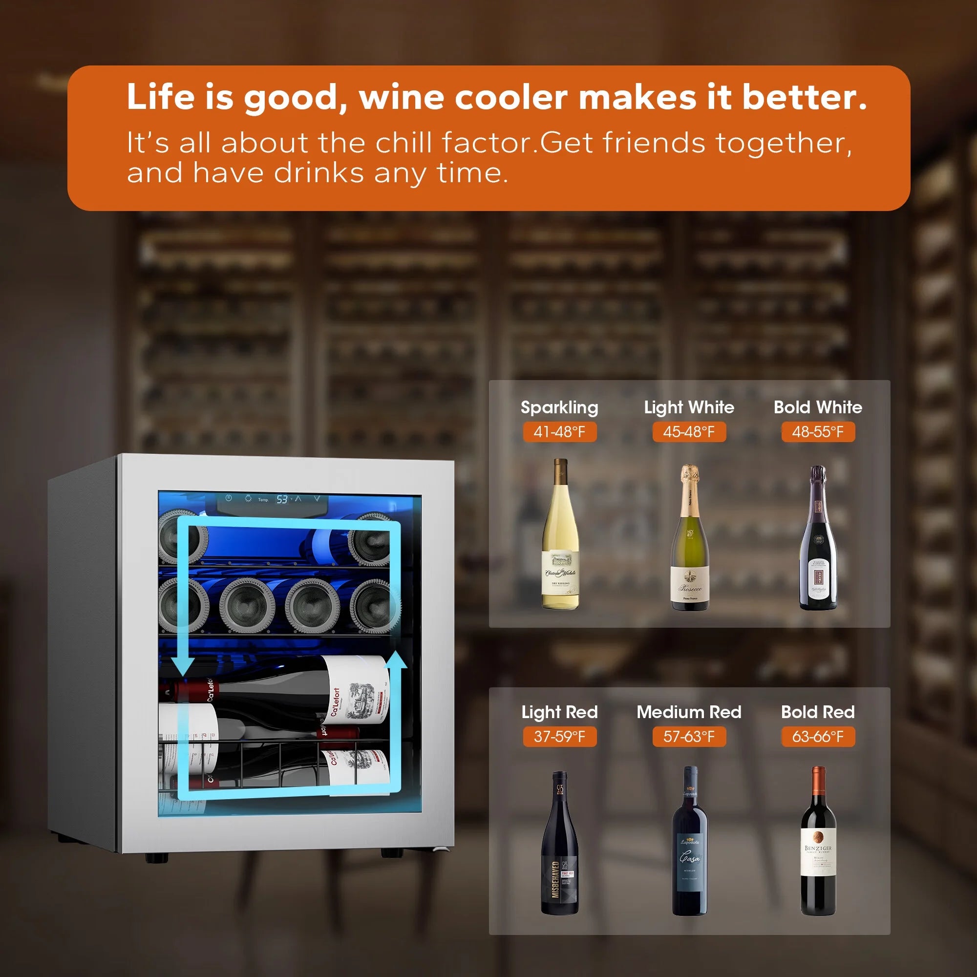 12 Bottle Mini Wine Refrigerator with Glass Door I74984