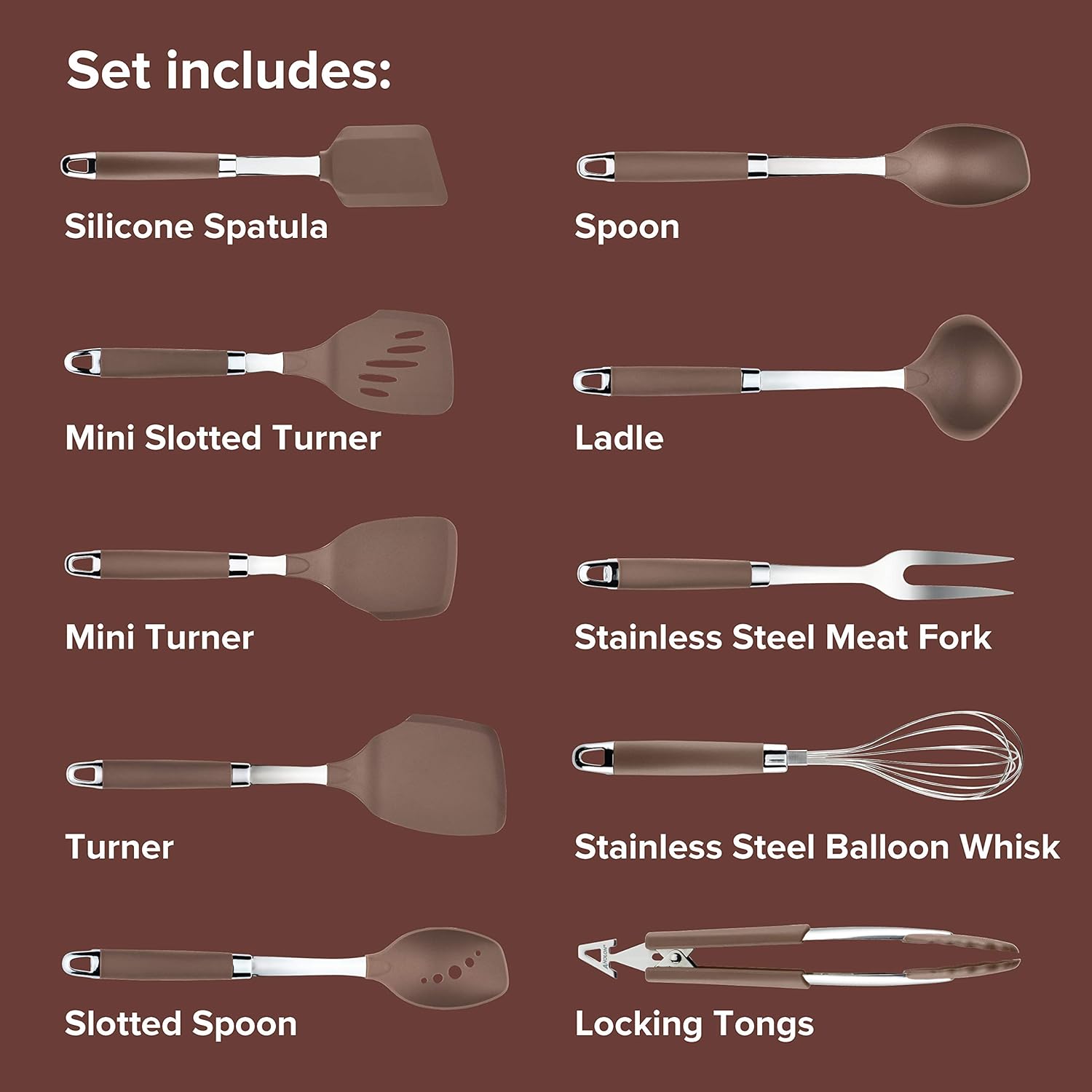 10 Piece Nonstick Nylon Cooking Utensils Set C86148
