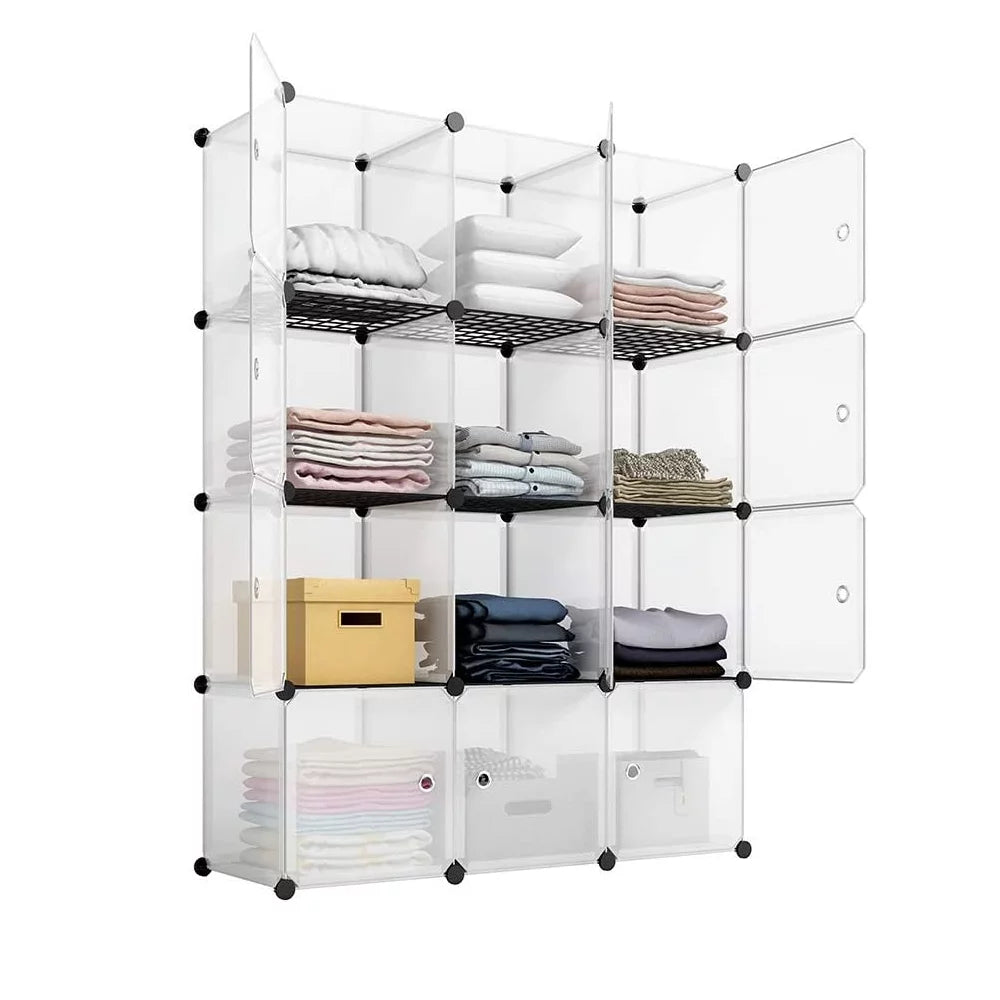 White 12-Cube Plastic Bookshelf T425