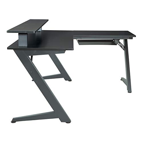 Red L-Shape Gaming Desk with Carbon Fiber Surface Z2449