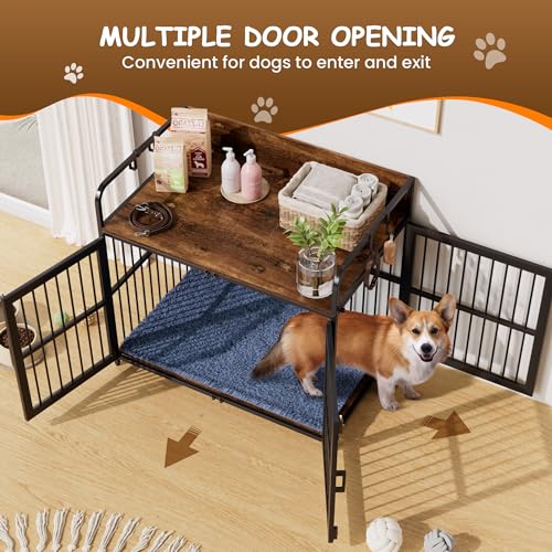37" Wooden Heavy Duty Dog Kennel with Double Doors E840392