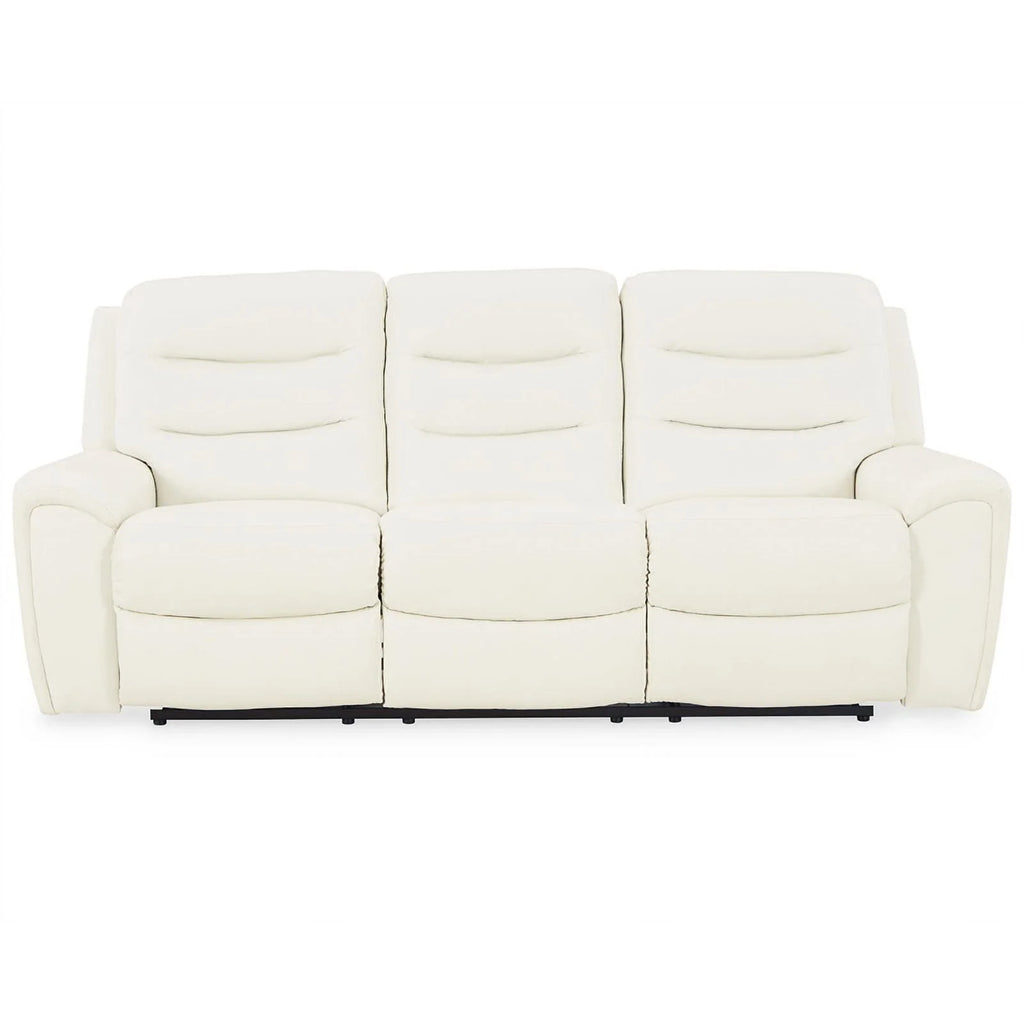 White Faux Leather Power Reclining Sofa A92553