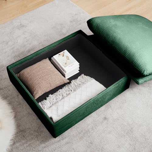 Corduroy L Shaped Modular Sofa with Storage Ottoman H869456