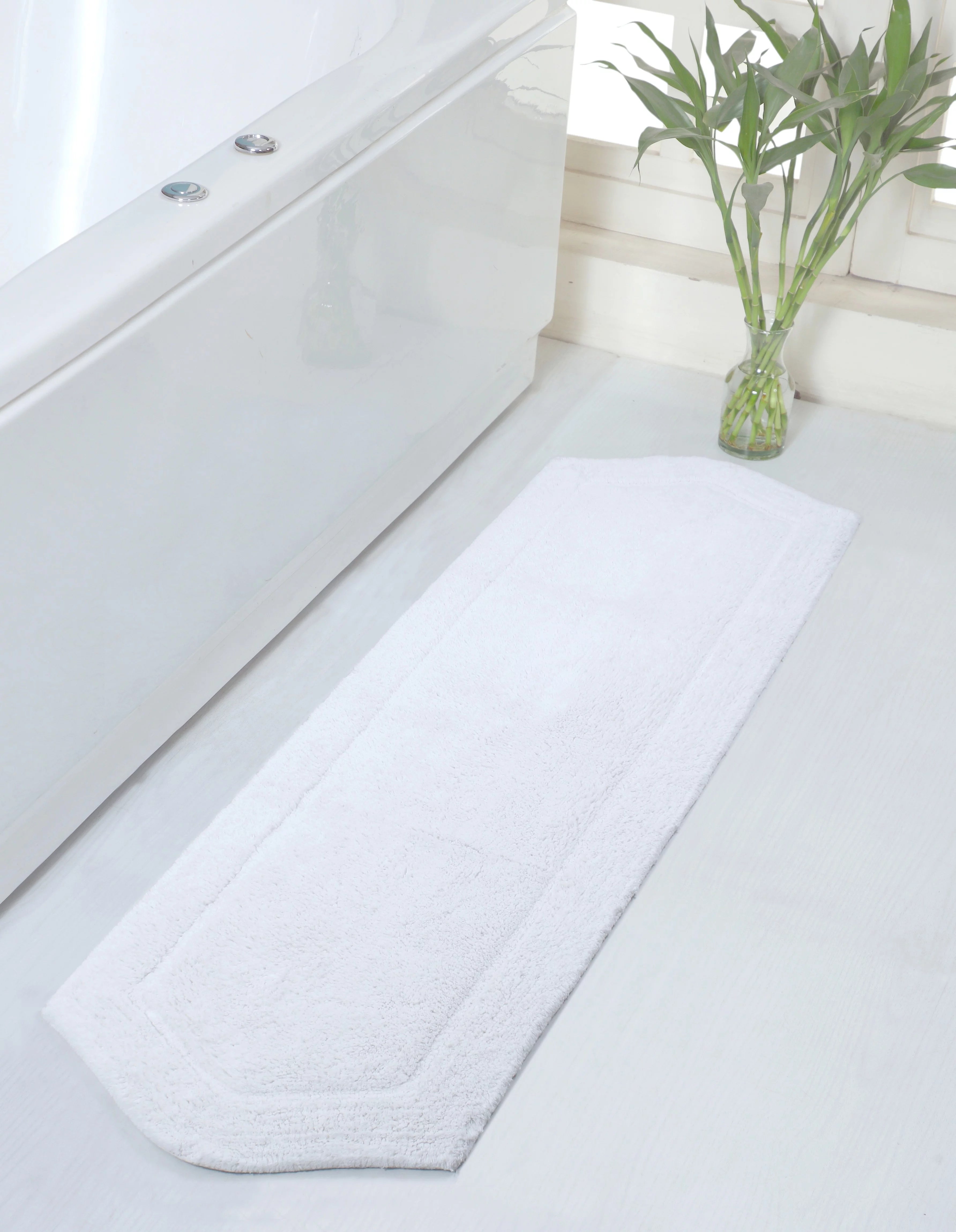 100% Cotton Tufted Bath Rug, 22"x60" Runner, White U59774