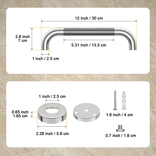 12 Inch Anti Slip Chrome Finish Stainless Steel Bath Grab Bar I2194