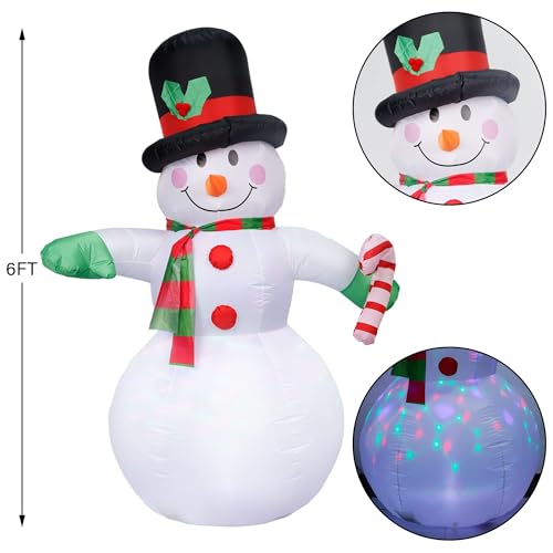 6 FT Christmas Inflatable Snowman with Rotating LED Lights M643193