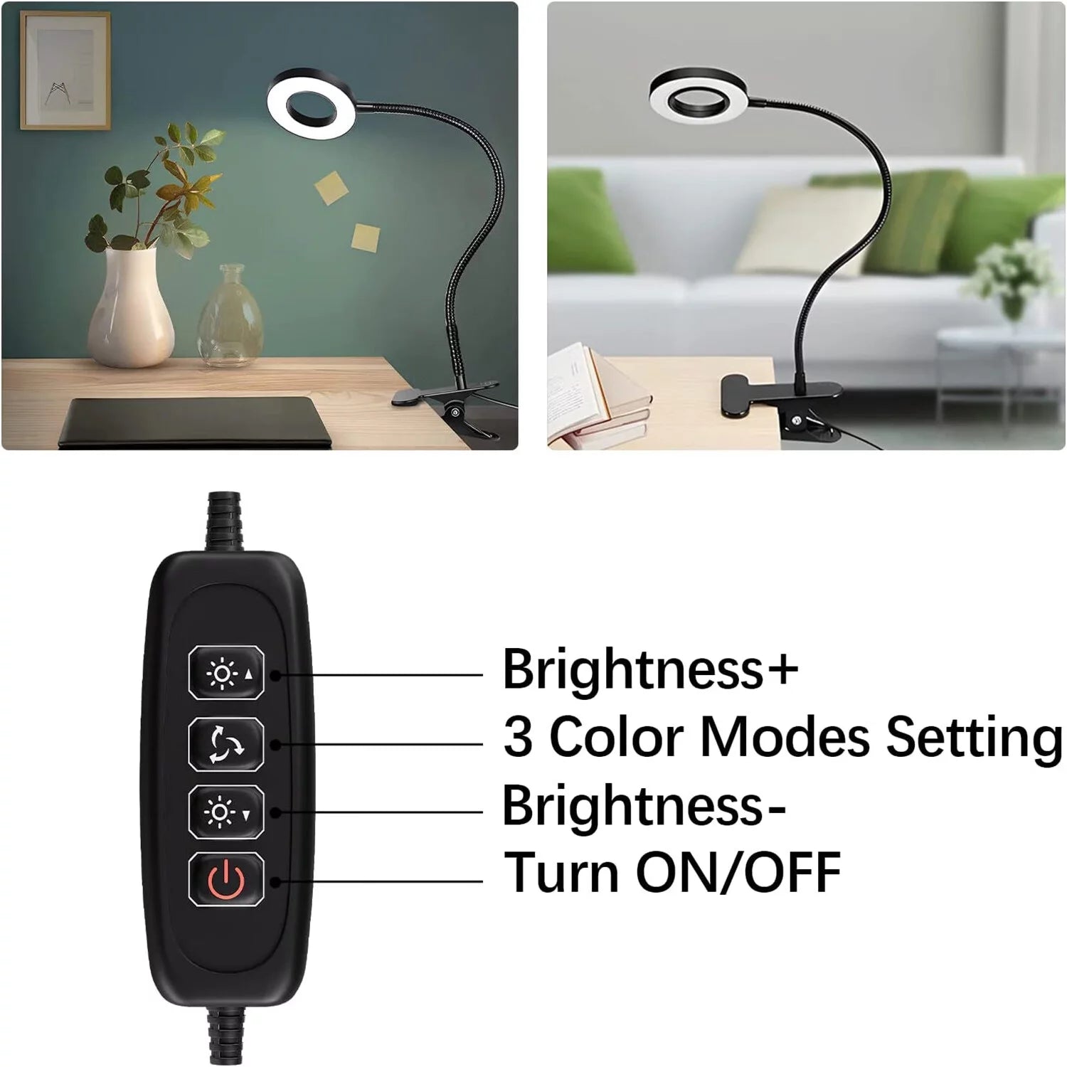 Magnifying Glass with LED Desk Lamp with Clamp, 3-Level Dimmable Desk Light Q5723