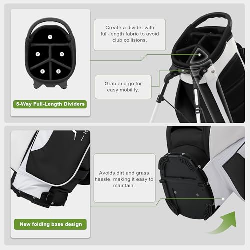 Lightweight Golf Stand Bag with 5 Way Full-Length Dividers and 8 Pockets I2233