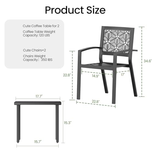 Peacock Blue Stackable Bistro Set with 2 Chairs and 1 Coffee Table P767570