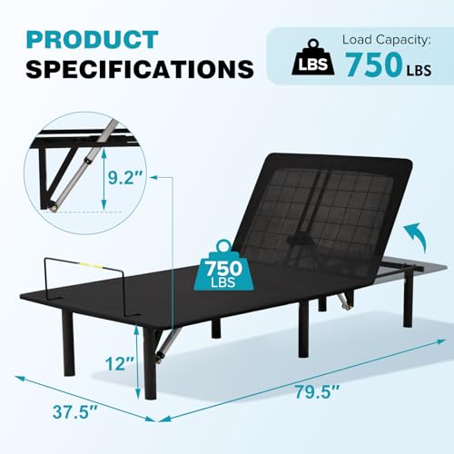 Twin Adjustable Bed Frame with Wireless Remote Control J8327