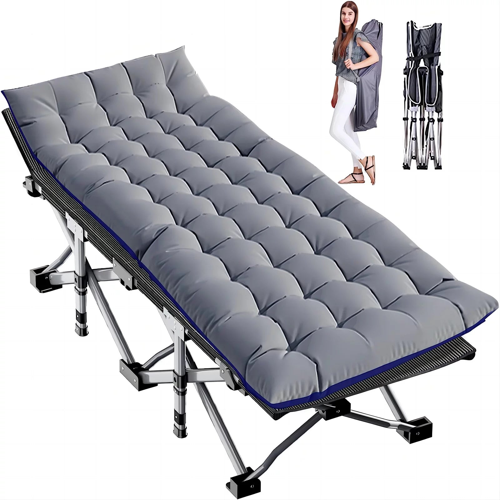 75" Portable Folding Camping Cot with Carry Bag W432115