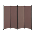 Brown Fabric 4 Panel Folding Privacy Screen W346189
