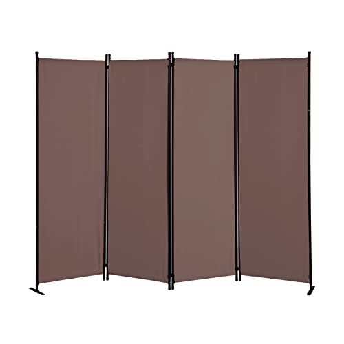Brown Fabric 4 Panel Folding Privacy Screen W346189