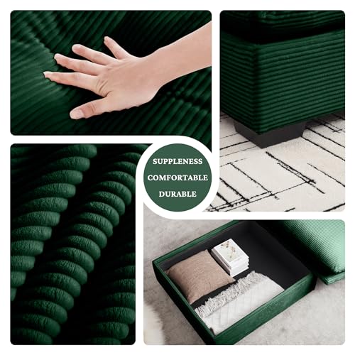 Corduroy L Shaped Modular Sofa with Storage Ottoman H869456