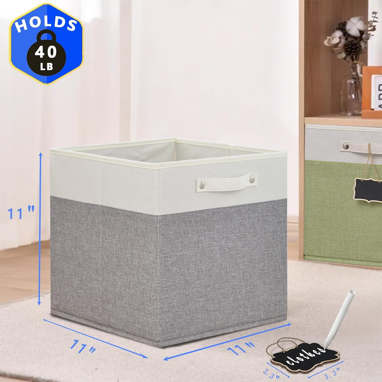 11x11 Fabric Storage Cubes with Cotton Handles O475338