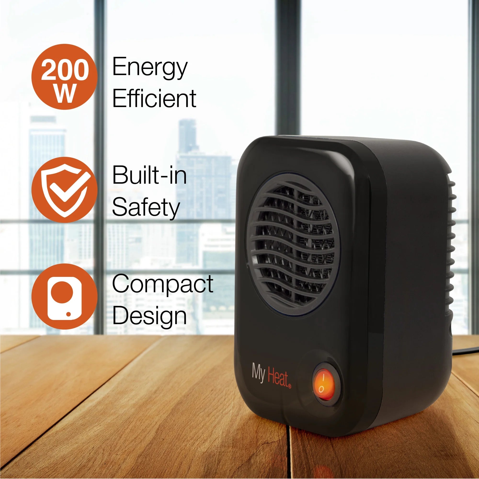 Black 6" Personal Tabletop Space Heater C300