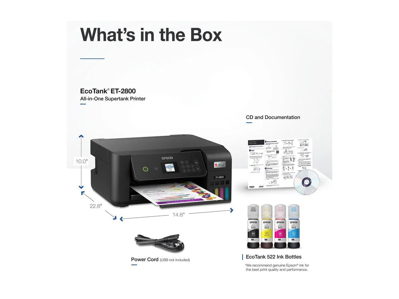 Black Wireless All-in-One Supertank Printer with Scan and Copy N584424