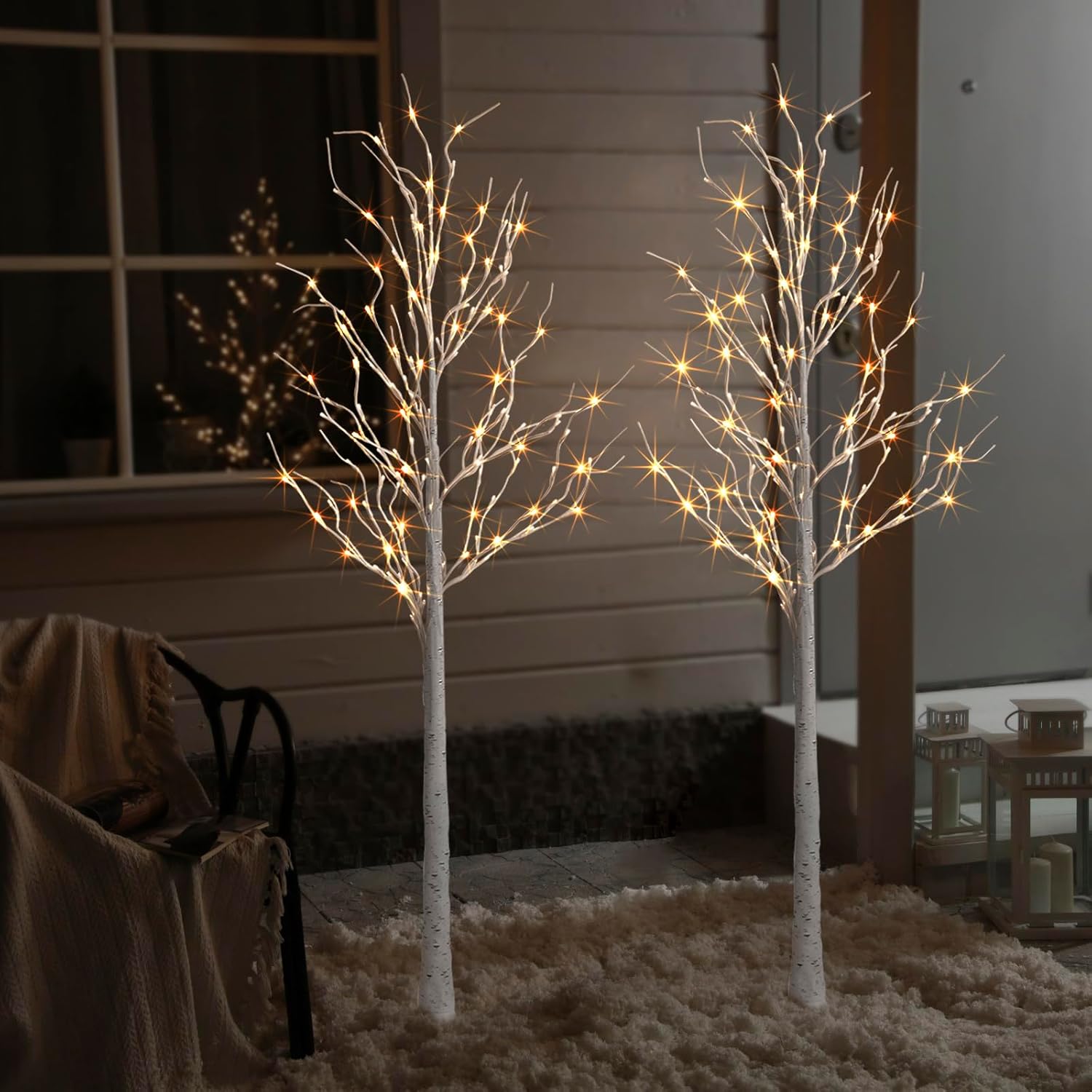 2 Pack 6 Feet Prelit White Artificial Christmas Trees N845460