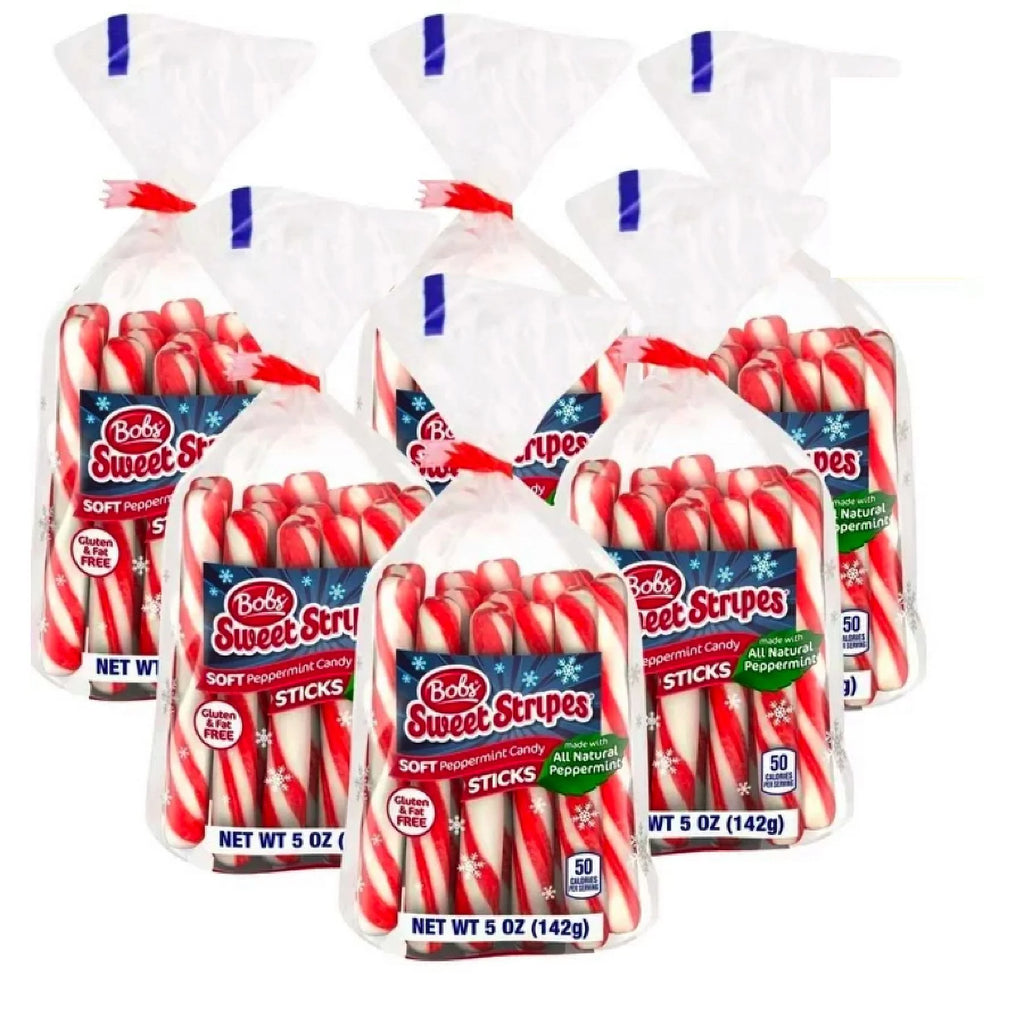 Soft Mint Candy Sticks, 5oz Peppermint Flavored Candies - 6 Bags X7084