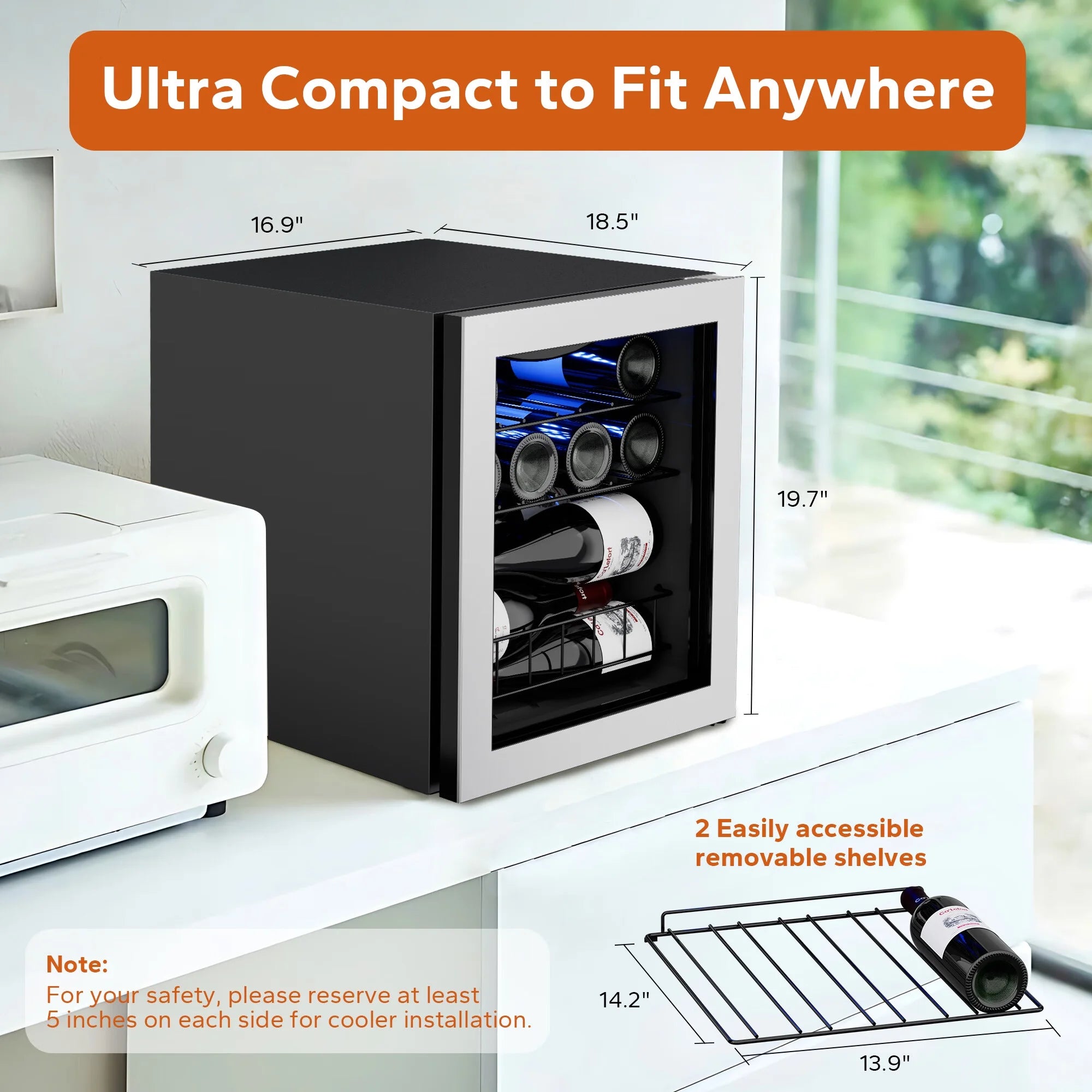 12 Bottle Mini Wine Refrigerator with Glass Door I74984