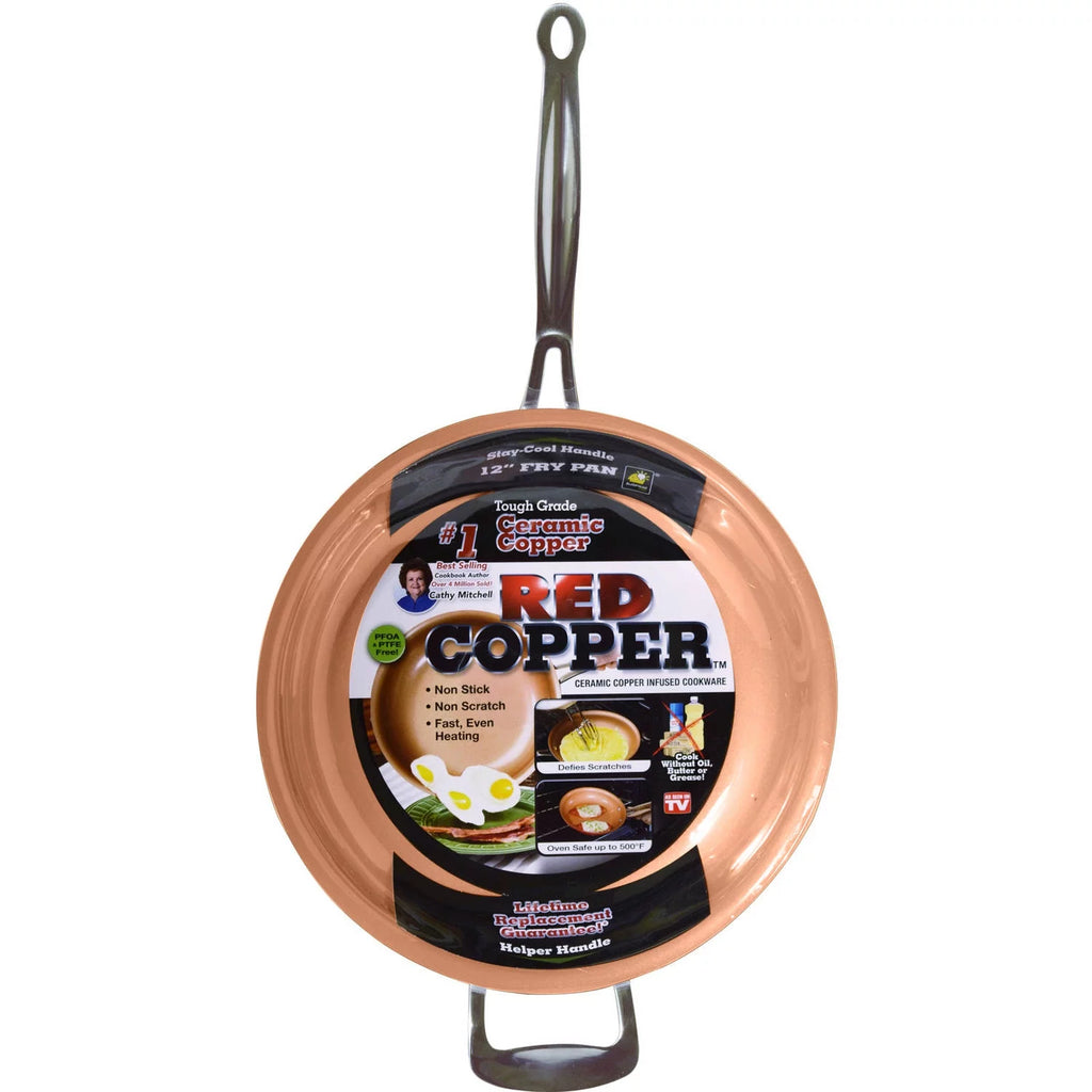 12" Red Copper Fry Pan O748