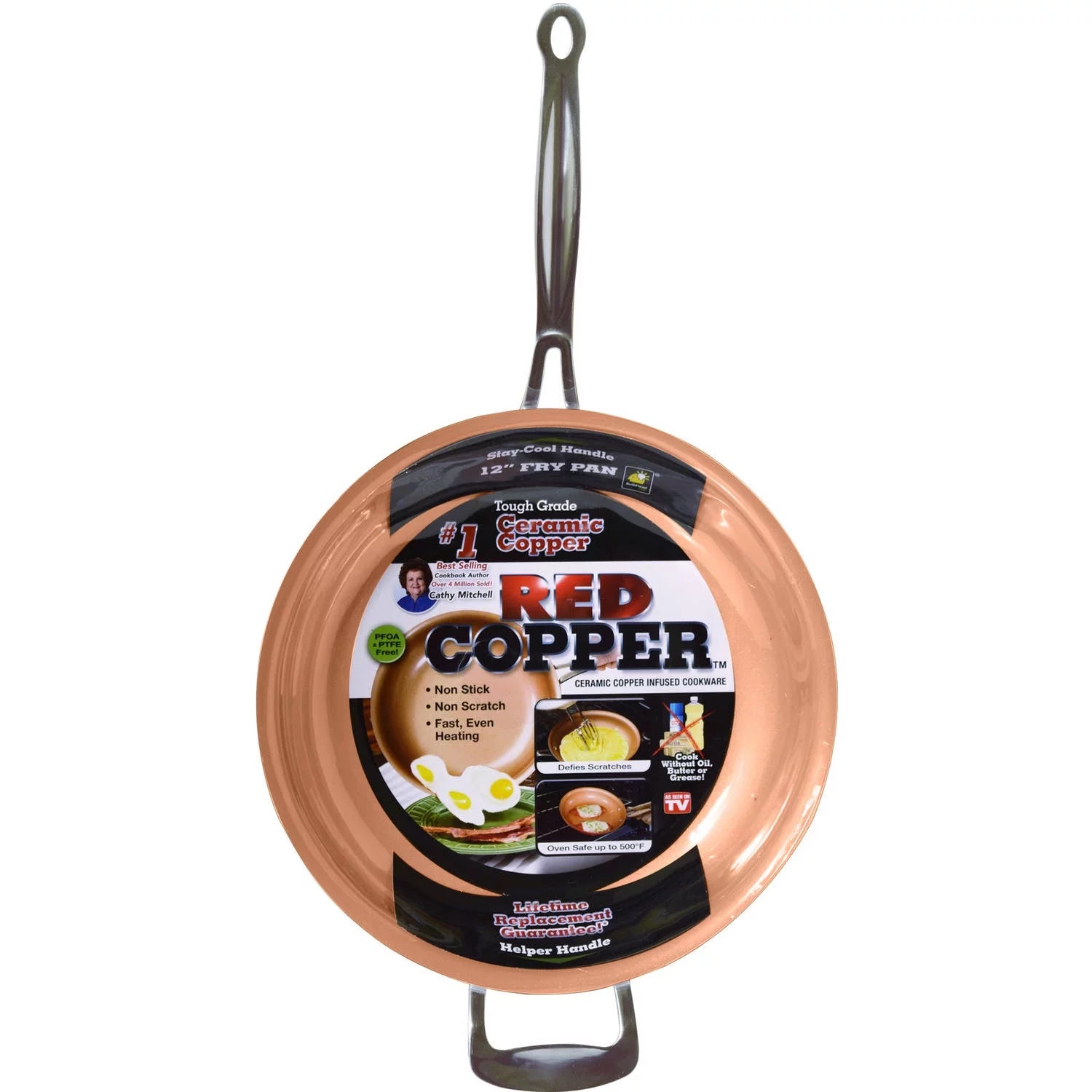 12" Red Copper Fry Pan O748