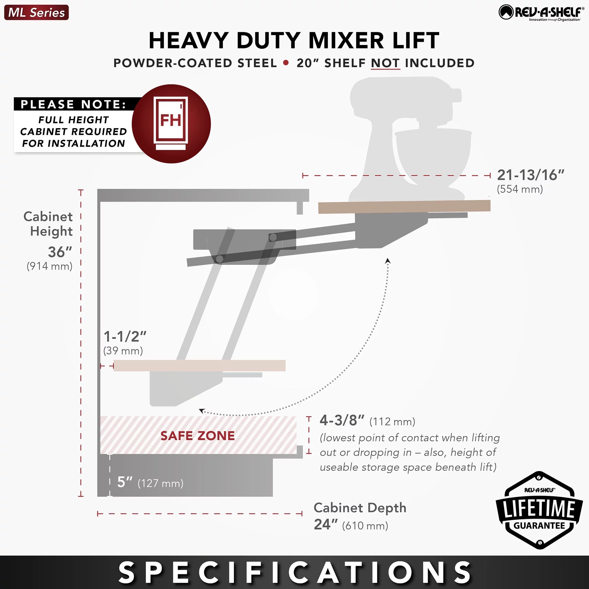 Mixer Appliance Lift System for Base Cabinet G279