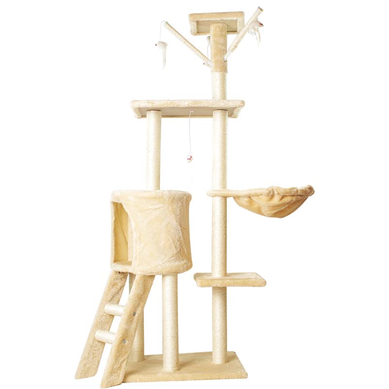 54.3 inch Tall Multi-Level Cat Tree with Cat Condo and Hammock R98350