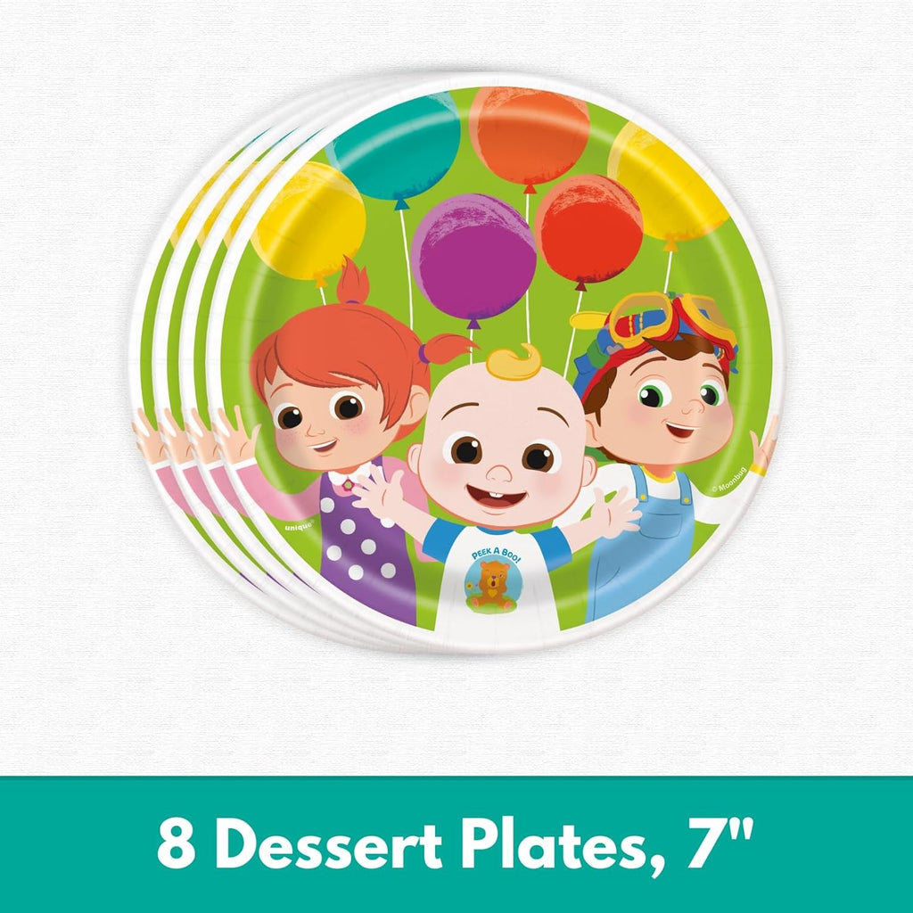 Cocomelon Birthday Decorations Pack for 8 Guests - Plates and Napkins, Tablecloth, Checklist - Party Decorations, Party Supplies W55207