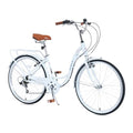 26 Inch Beach Cruiser Bike with 7 Speed, Adjustable Seat, Anti-Skid Tires, Front and Rear V-Brakes Q364312