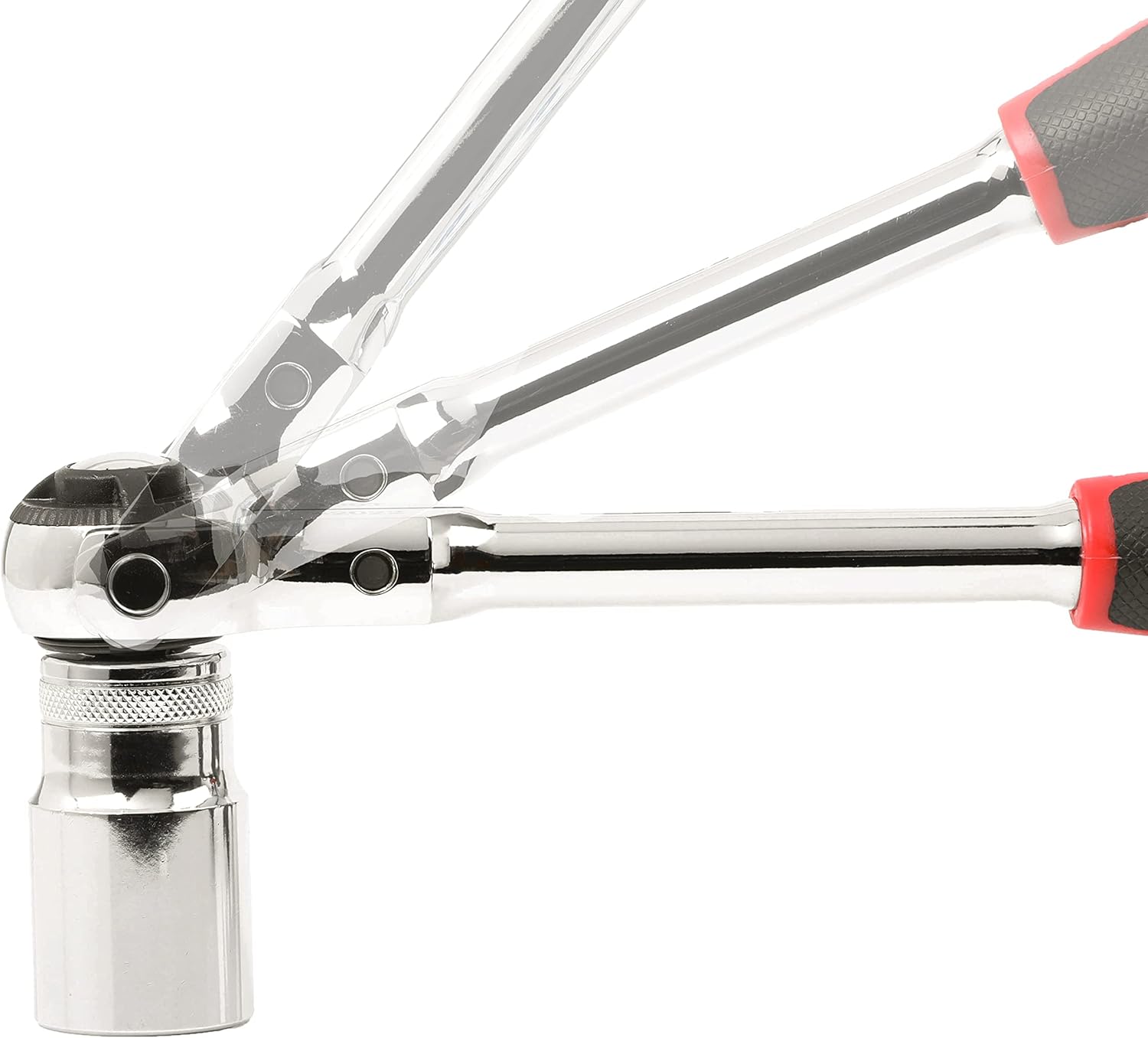 3-Piece 100-Tooth Swivel Head Ratchet Set with Comfort Grip TPR Handles and EVA Foam Storage Tray E71507