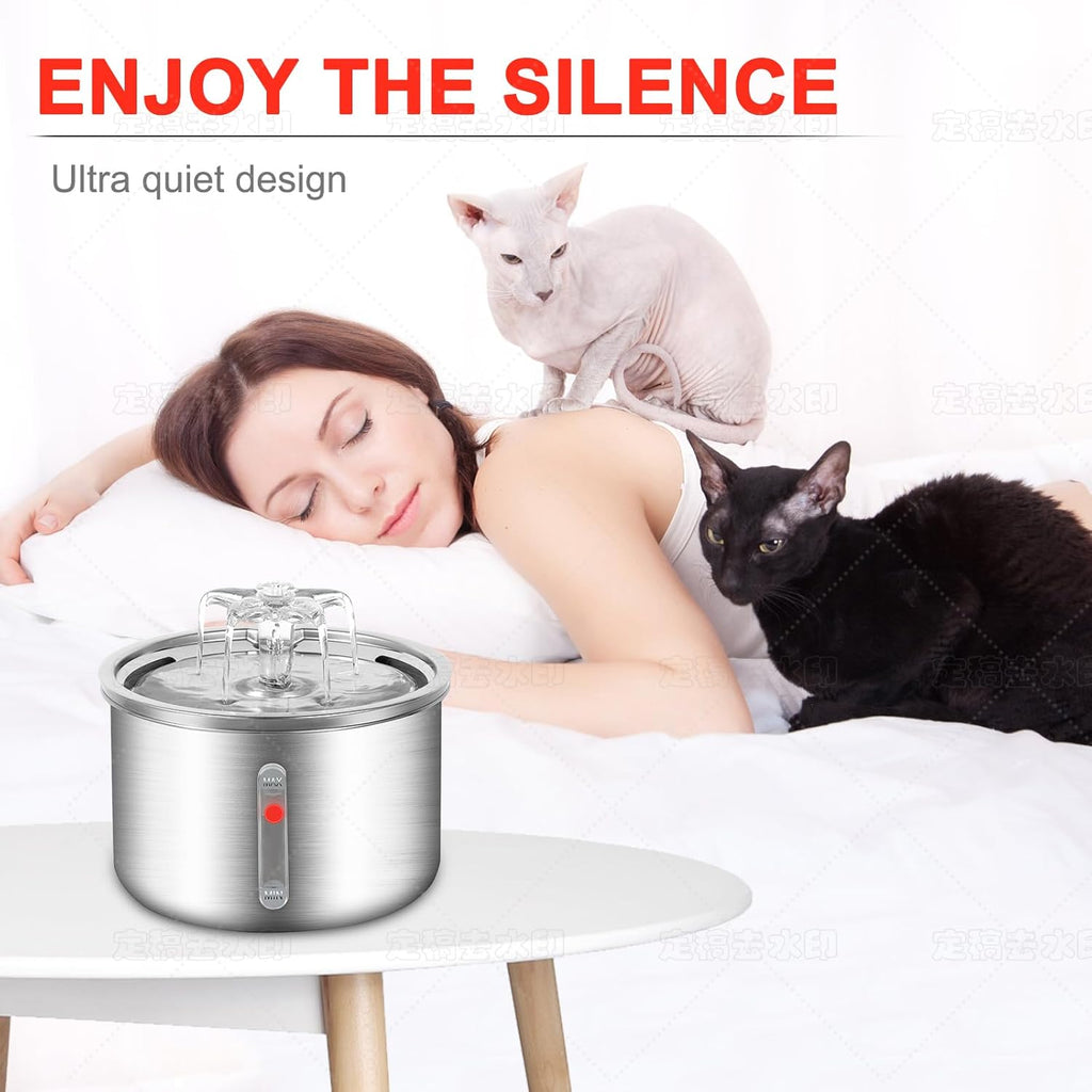 Stainless Steel Cat Water Fountain, 67oz/2L F205
