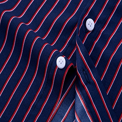 Men's Long Sleeve Vertical Striped Button Down Dress Shirt K7367