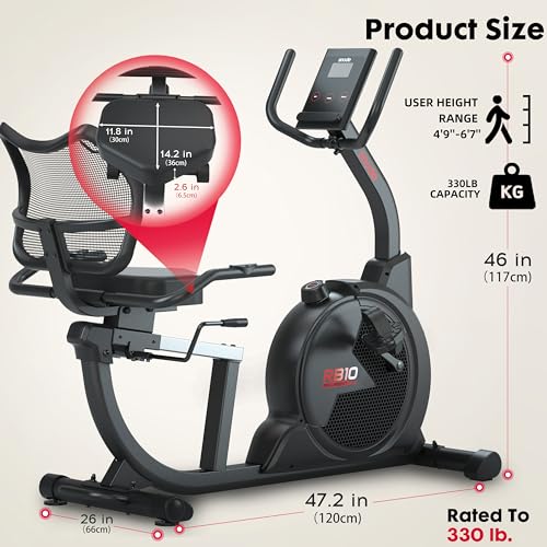 Magnetic Recumbent Exercise Bike with LCD Monitor and Large Seat Cushion L80787