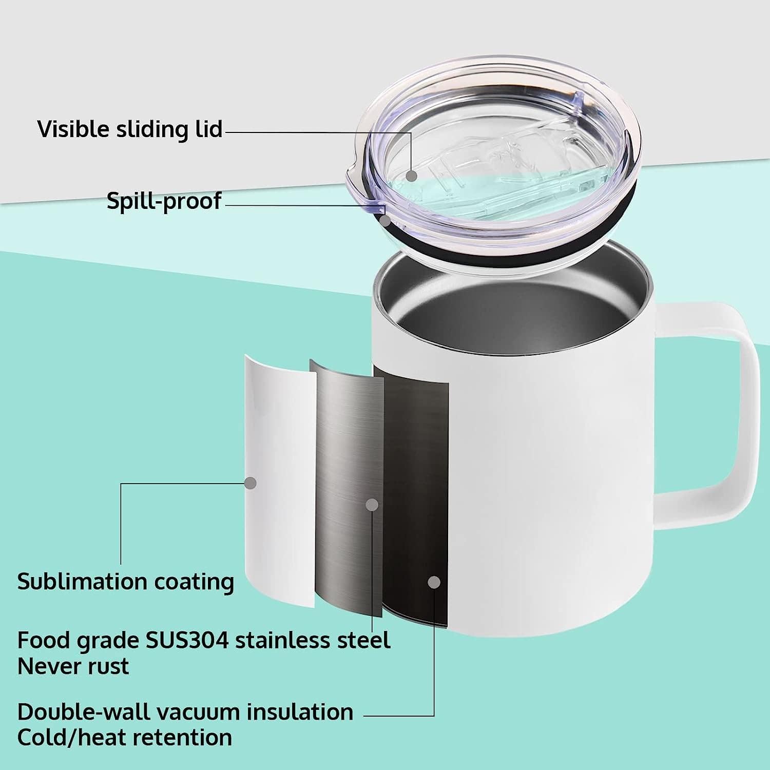 12 Oz Stainless Steel Double Wall Insulated Mug Set, 4 Pack Q371