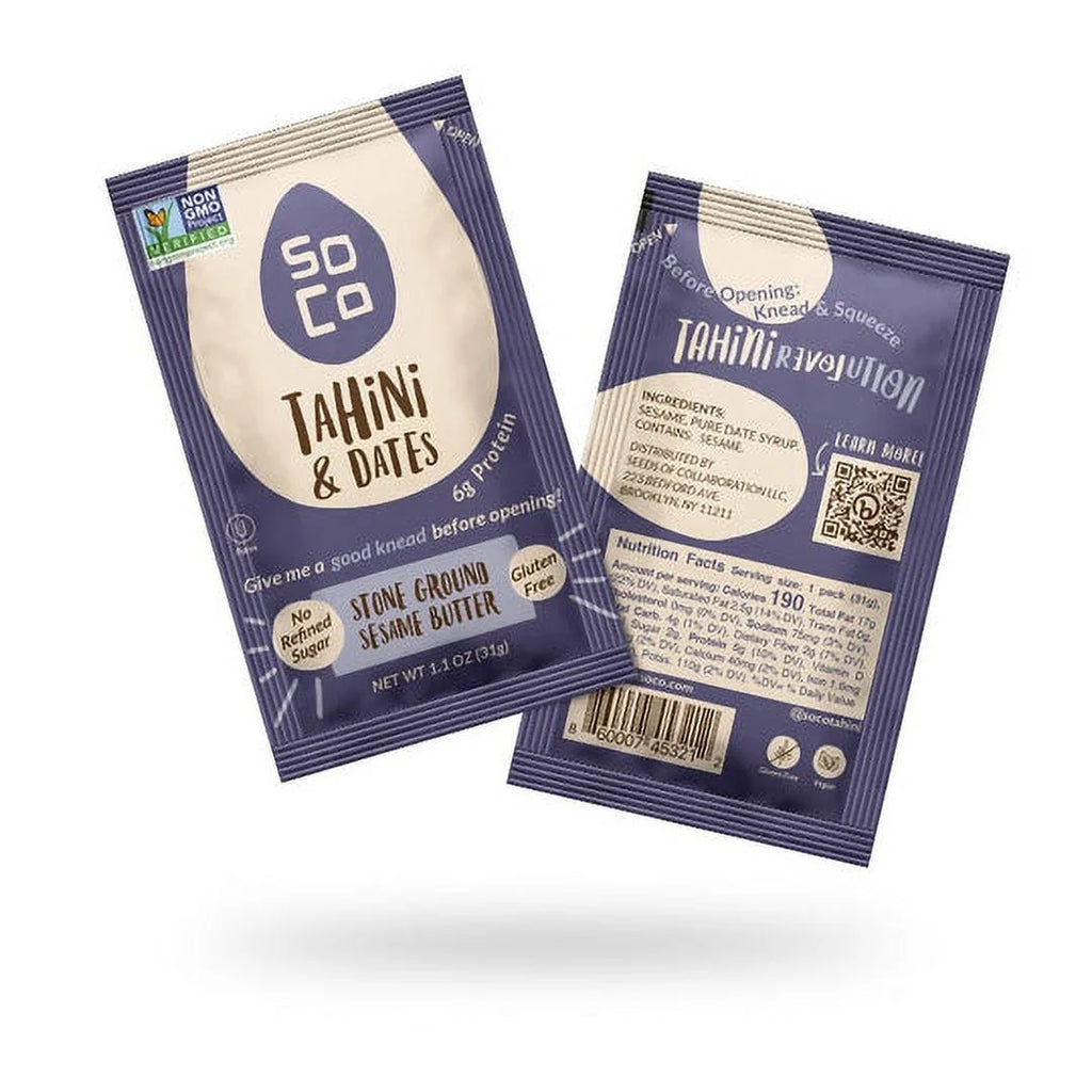 2 x Tahini Jars 380 Grams with 2 x Tahini & Dates Squeeze Packs Box of 10 Q2662