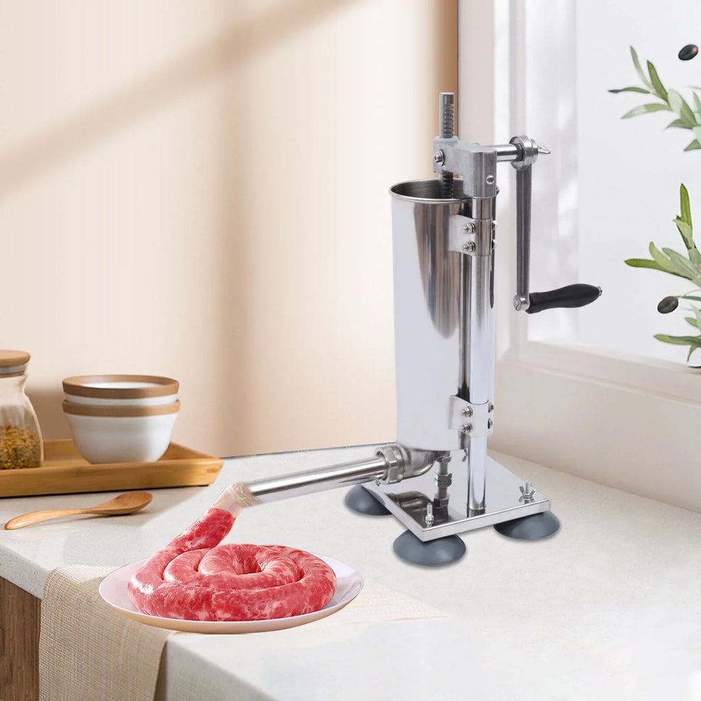 3L Manual Sausage Stuffer Stainless Steel Vertical Sausage Maker with 8 Tubes S34671
