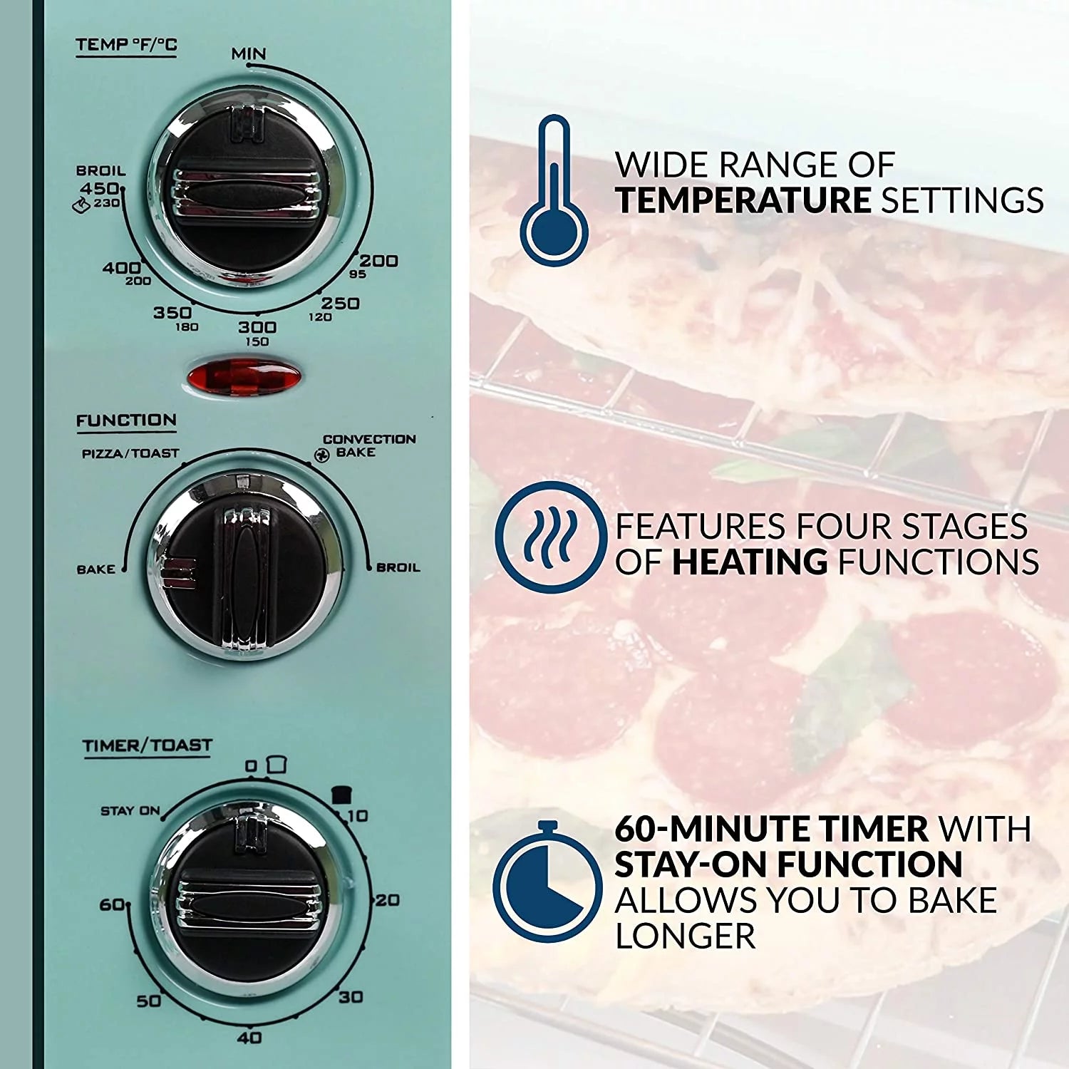 Retro 12-Slice Convection Toaster Oven, Aqua I33826