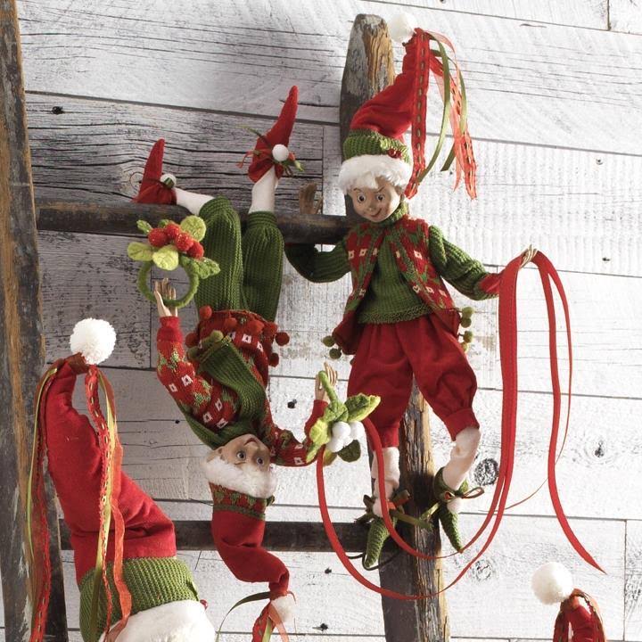 16x22 Red and Green Holly Posable Elf Set E1048