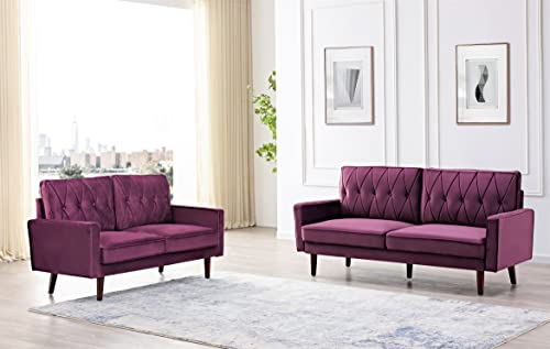 Tufted Velvet Couch, 57.5'' Wide Loveseat T415759