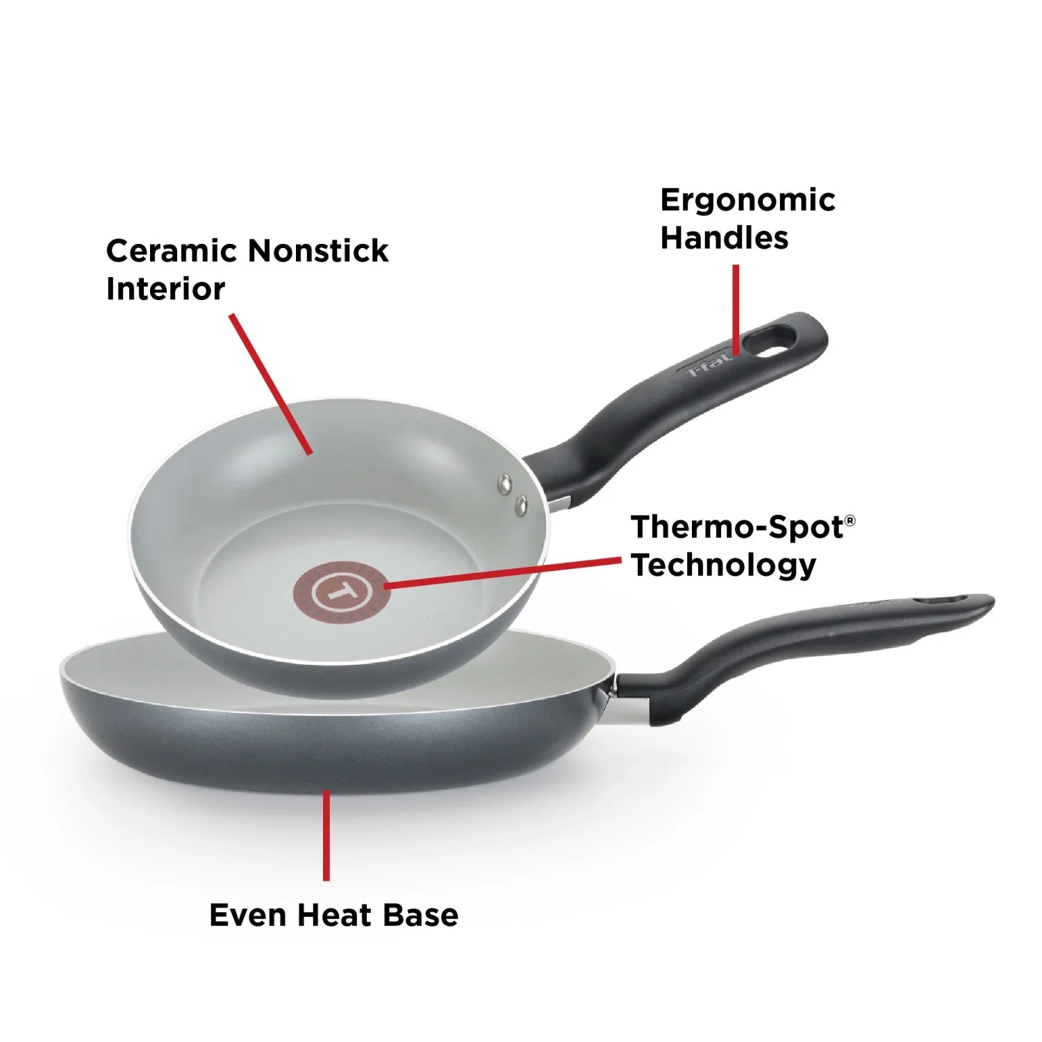 2 Piece Ceramic Fry Pan Set, 8.5 & 10.5 inch, Black E554807
