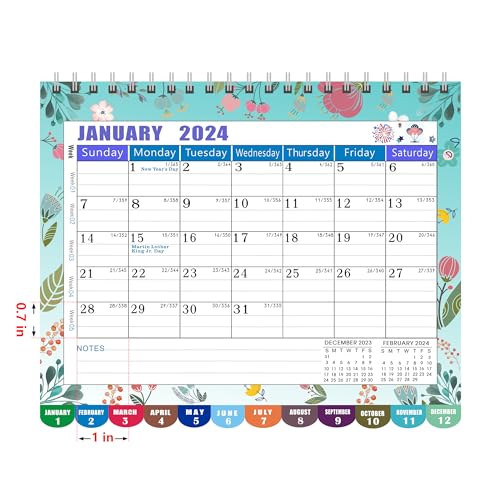 Desk Calendar, 12 Months, 8" x 6", Pink-Floral N62104