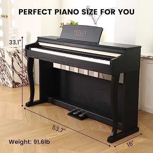 Black 88 Key Weighted Digital Piano with Hammer Action, Dual 25W Speakers, Triple Pedal S273850