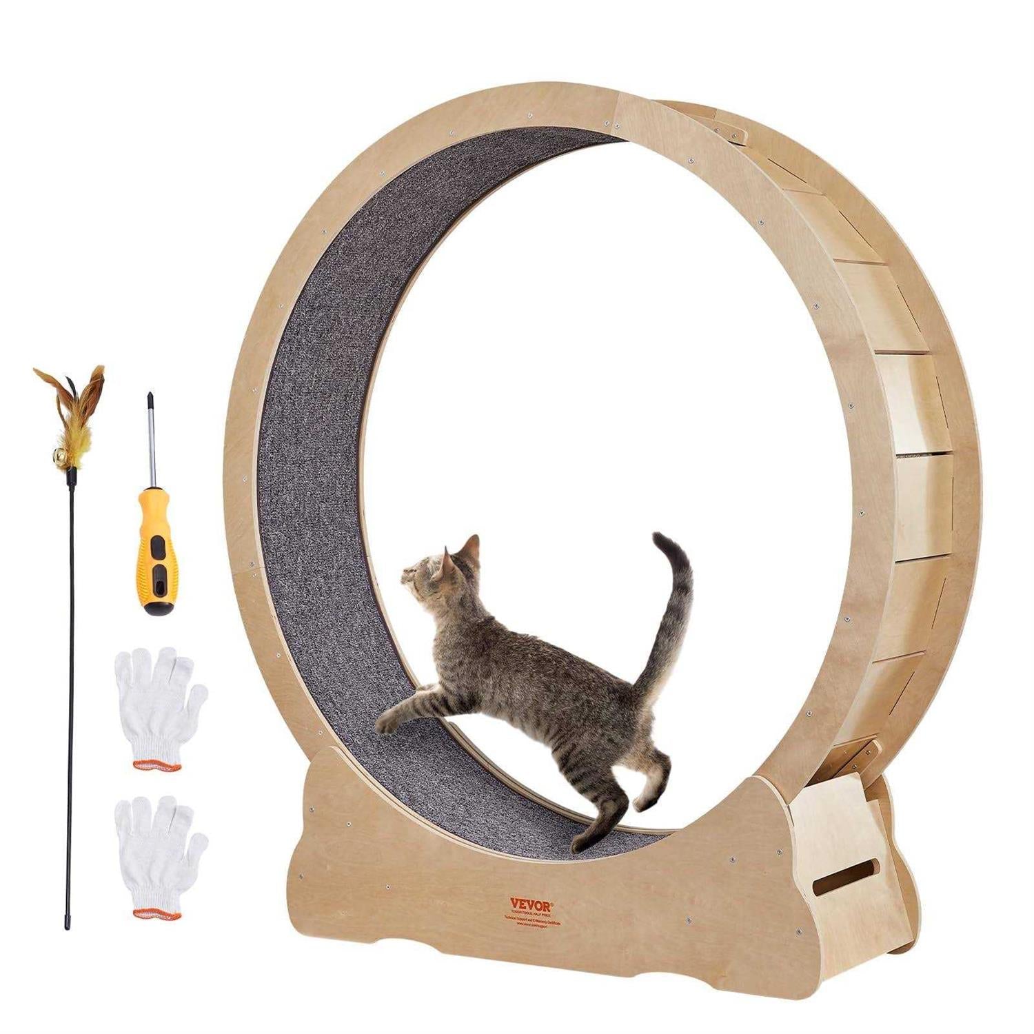 Large Cat Exercise Wheel with Detachable Carpet and Cat Teaser A334