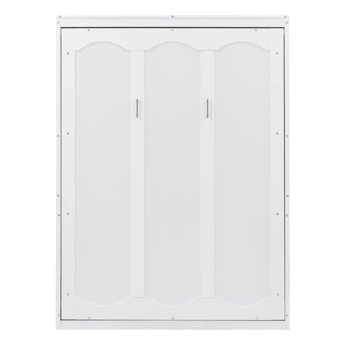 Queen Size Murphy Bed with Storage Shelves and LED Lights, Gray C5124