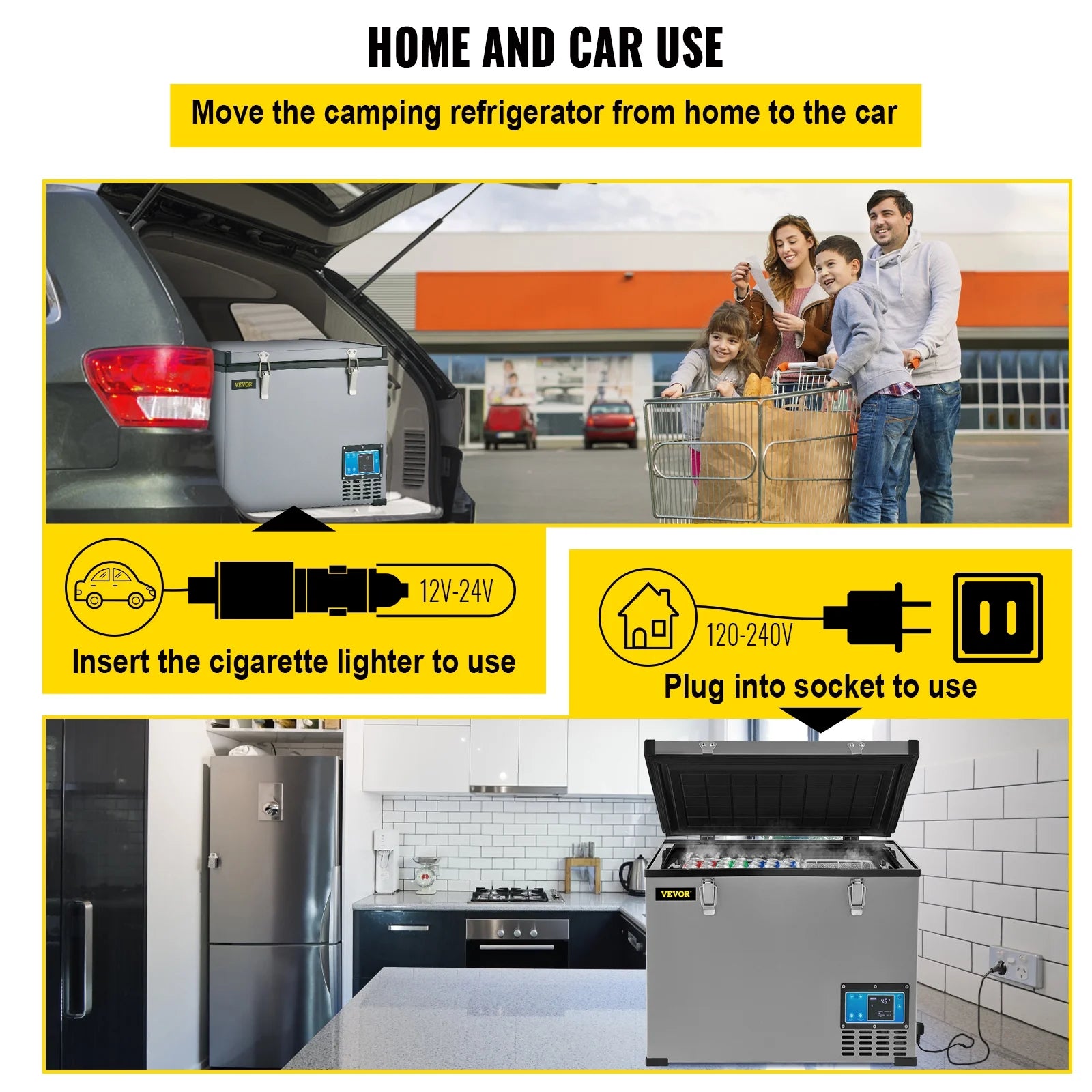 48 Qt 12v Portable Freezer with Single Zone Electric Compressor Cooler D334