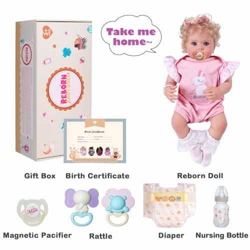 17 Inch Soft Body Realistic Blond Curly Hair Baby Doll E975039