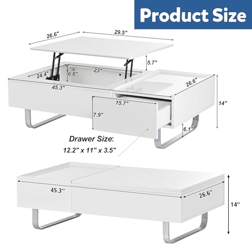 Black Lift Top Coffee Table with Storage and Hidden Compartment S54655