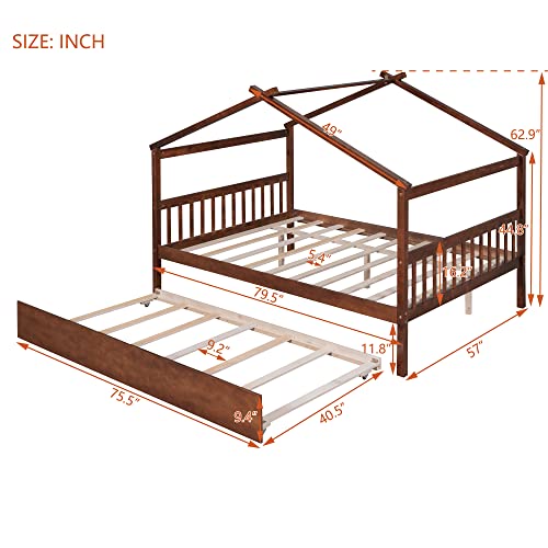 Full Size Solid Wood Platform Bed Frame with 2 Drawers R872